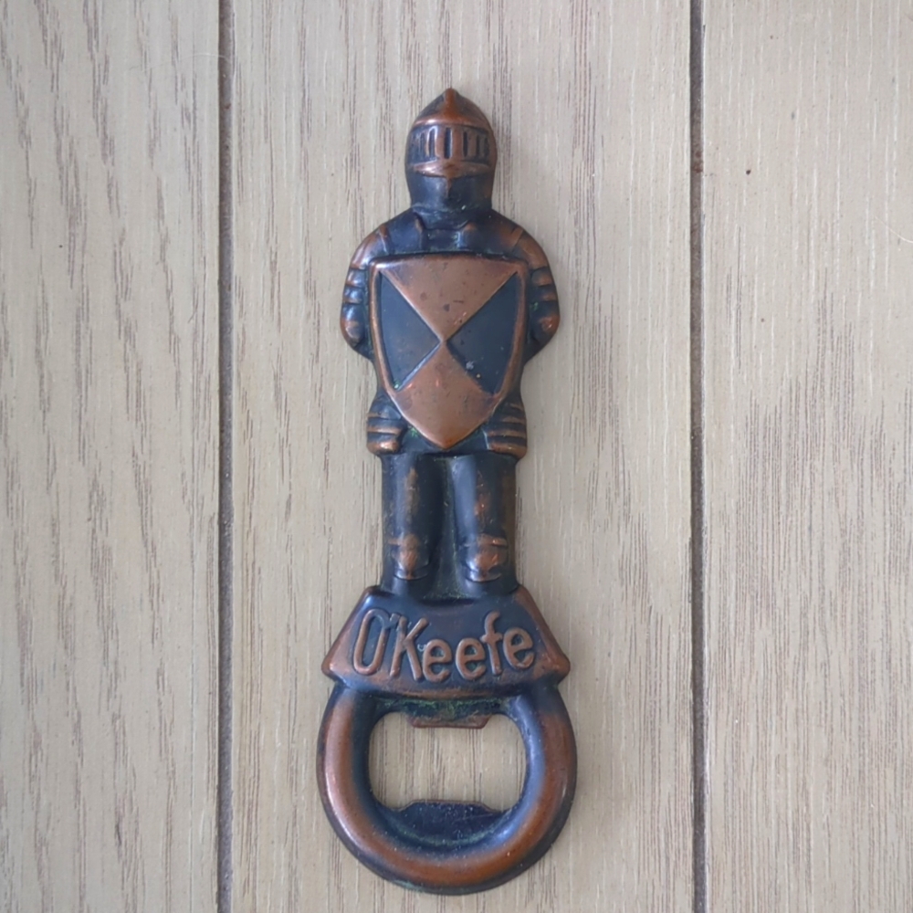 Vintage O’Keefe Beer Bottle Opener - Knight in Armour - Bronze Look